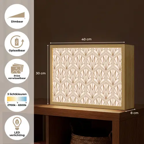 Geometrisch - Patroon - Beige Light Box met batterij (Wandlamp) middel 907 -USP_websiteoverzichtNL