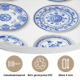 Borden - Bloemen - Patroon - Blauw Akoestische PET Vilt - Rond klein 838 -closeup_NL