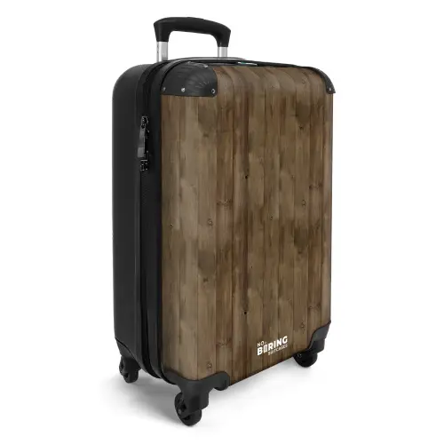 Bruine verticale planken met verweerde houtstructuur NBS - Handbagage koffer - Volwassenen Unisex middel -productfoto_3d