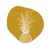 Lijnillustratie - Ananas - Bladkroon - Okergeel Wandcirkel Organisch Plexiglas middel -3d