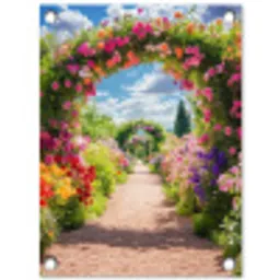 Doorkijk - Bloemen - Kleurrijk - Natuur tuinposter los doek klein -3d