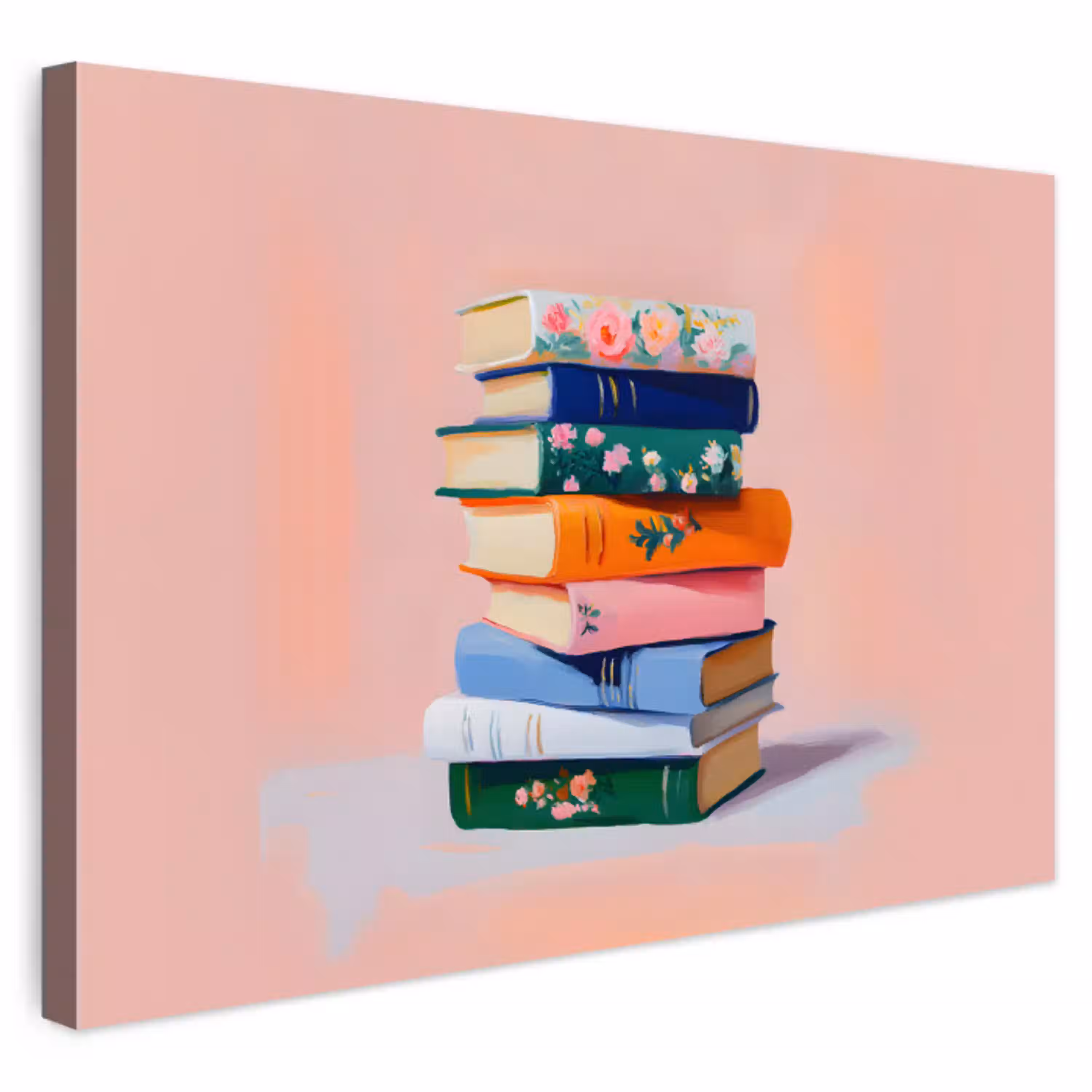 Boeken - Stapel - Kleurrijk Tuinposter op houten frame 2 cm dik klein -3d