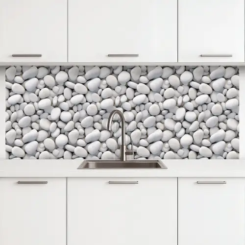 Wit - Kiezels - Egaal keuken achterwand 2 middel 871 -3d