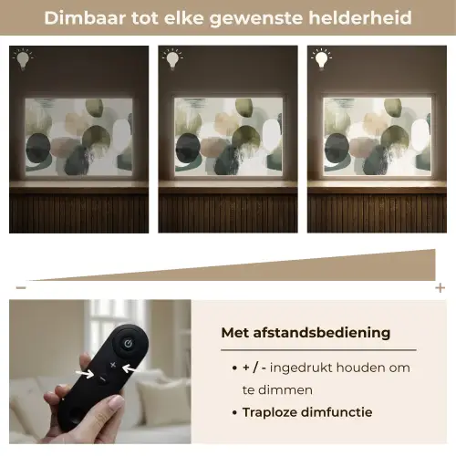 Minimalistisch - Cirkels - Penseelstreken - Beige Light Box met batterij (Wandlamp) middel -USP_dimbaarNL