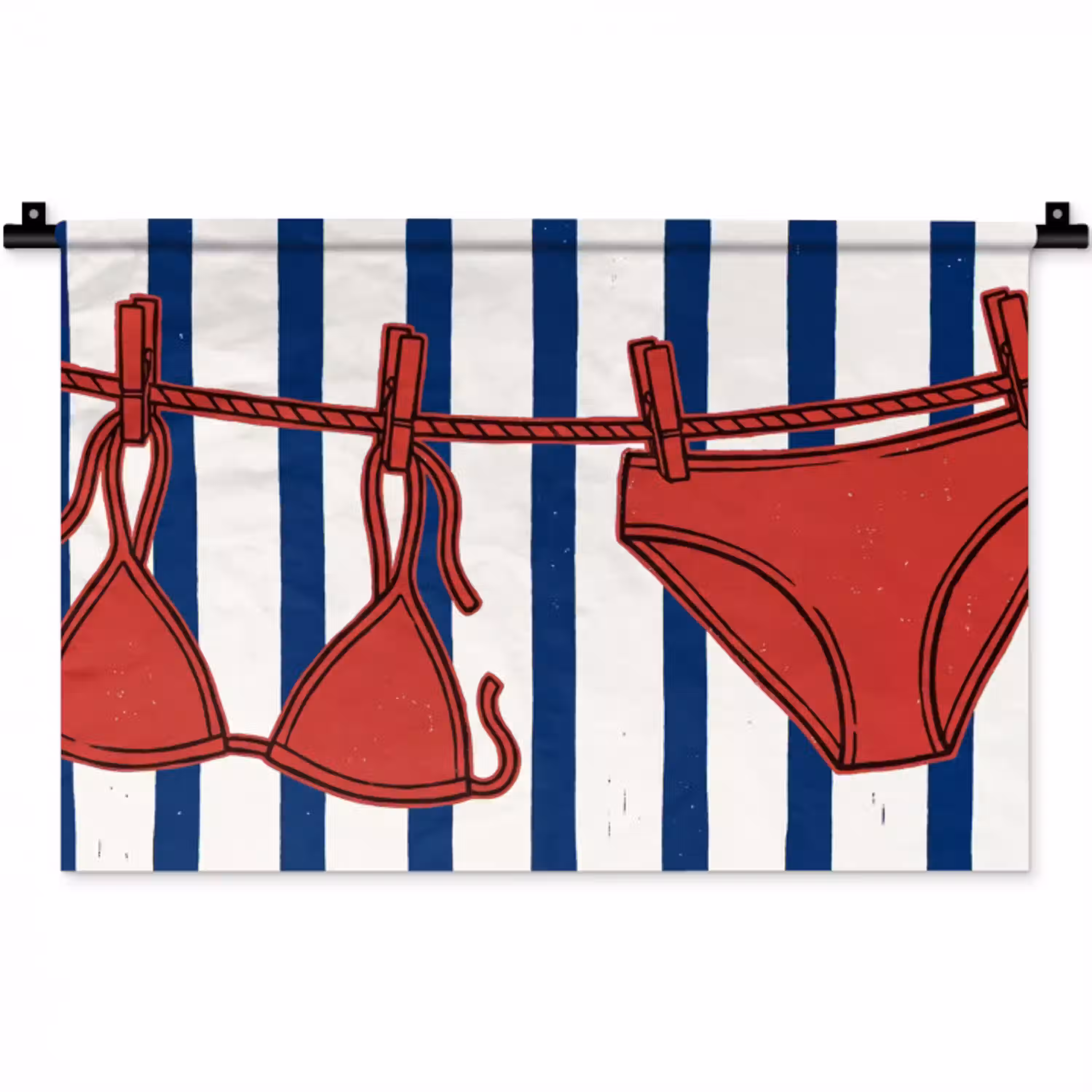 Badkleding - Waslijn - Zomer - Illustratie - Rood Wandkleed katoen klein -zz3d