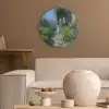 Kat - Vrouw - Bloemen - Huis Akoestische PET Vilt - Rond klein -sfeer1