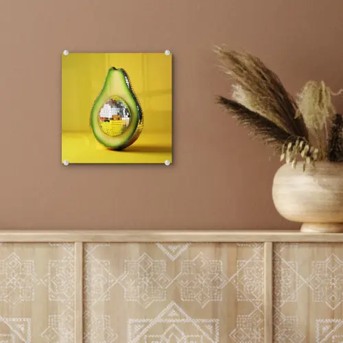 Avocado - Discobal - Geel - Glitter plexiglas 5mm klein -sfeer5
