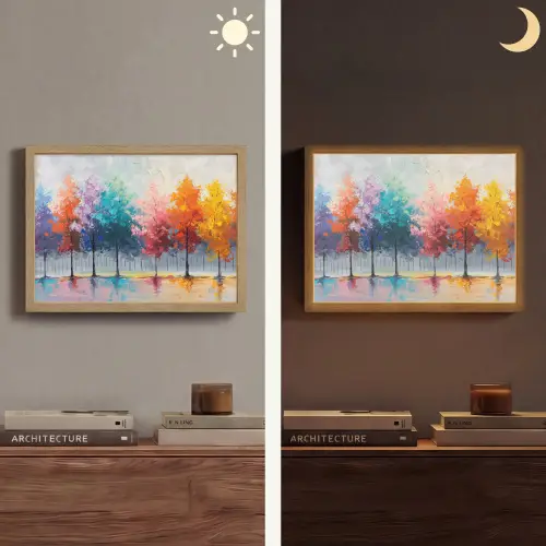 Bomen - Kleurrijk - Natuur - Abstract Light Box met batterij (Wandlamp) middel -sfeer3