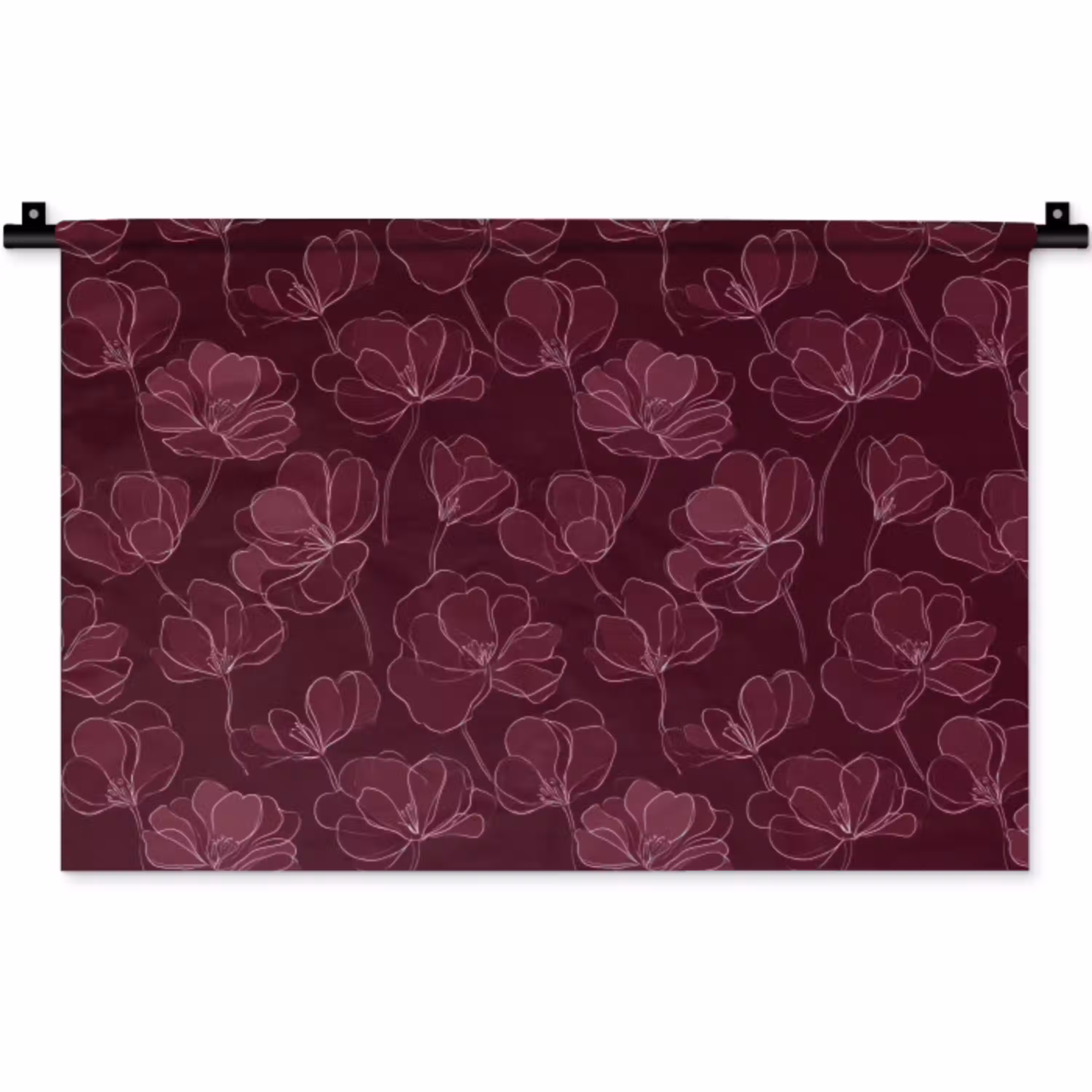 Bloemen - Patroon - Bordeauxrood Wandkleed katoen klein 269 -zz3d