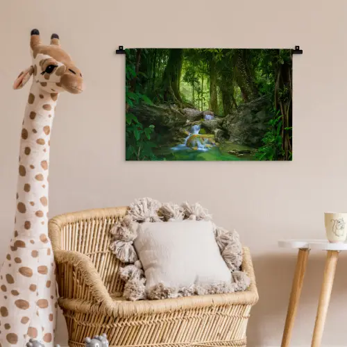 Jungle - Stenen - Water - Natuur - Planten Wandkleed katoen klein -wsfeer5_kind