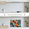 Schilderij - Abstract - Bloemen - Roze keuken achterwand spatscherm klein -voor_na_DE