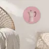 Roze - Mokkapot - Illustratie - Koffie Akoestische PET Vilt - Rond klein -sfeer4