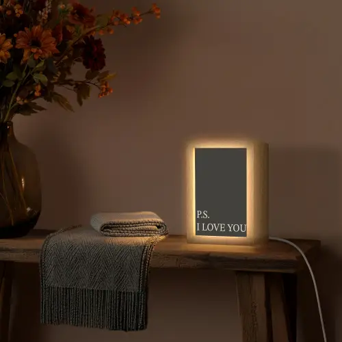 Zwart - Minimalistisch - Valentijn Light Box met kabel (Tafellamp) klein -sfeer4