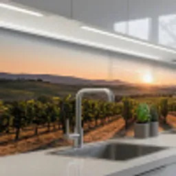 Wijngaard - Zonsondergang - Landschap keuken achterwand 2 middel -3d_schuin