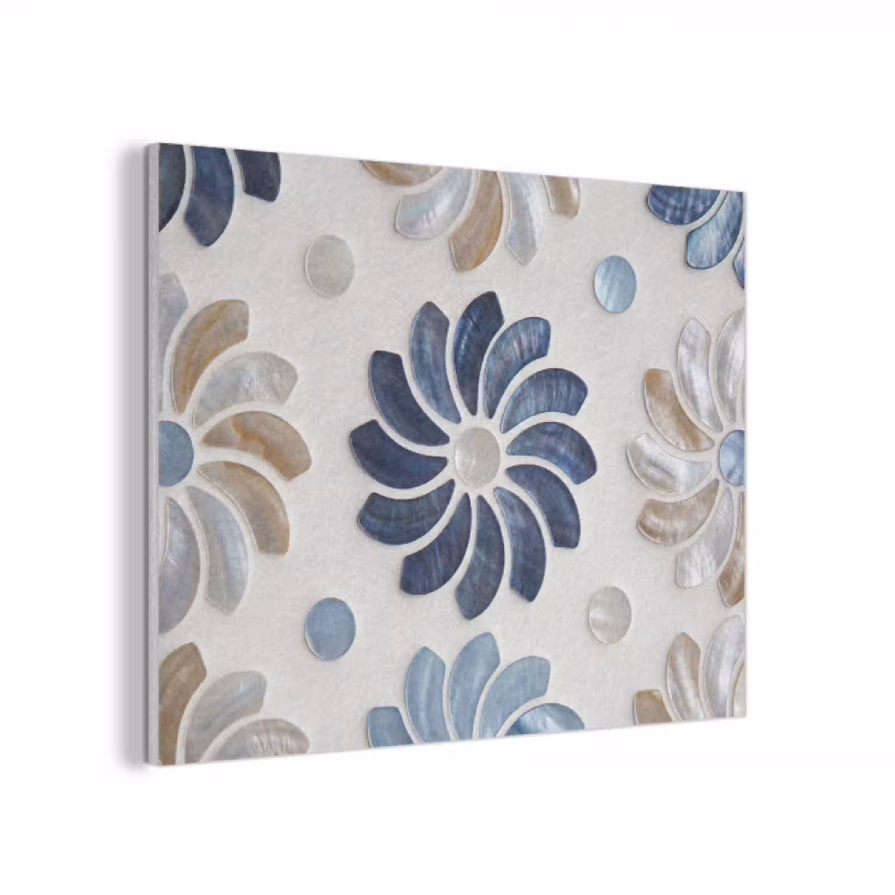 Bloemen - Parelmoer - Abstract - Patroon - Blauw PET vilt klein -3d