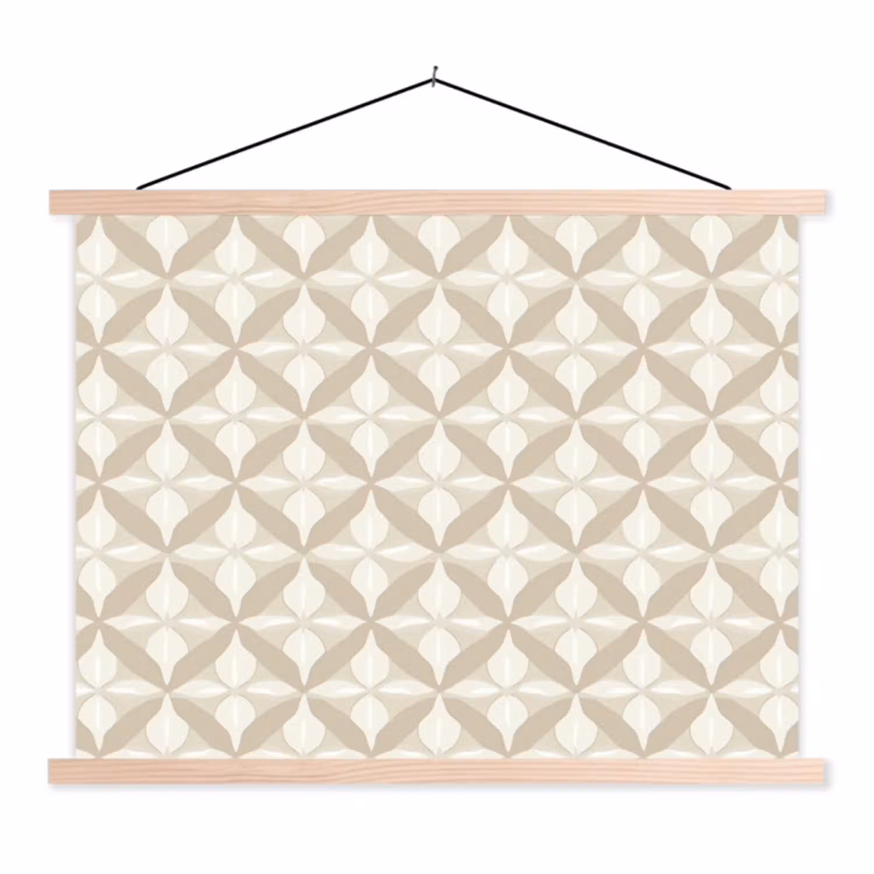 Patroon - Klassiek - Beige textielposter latten blank klein 122 -3d