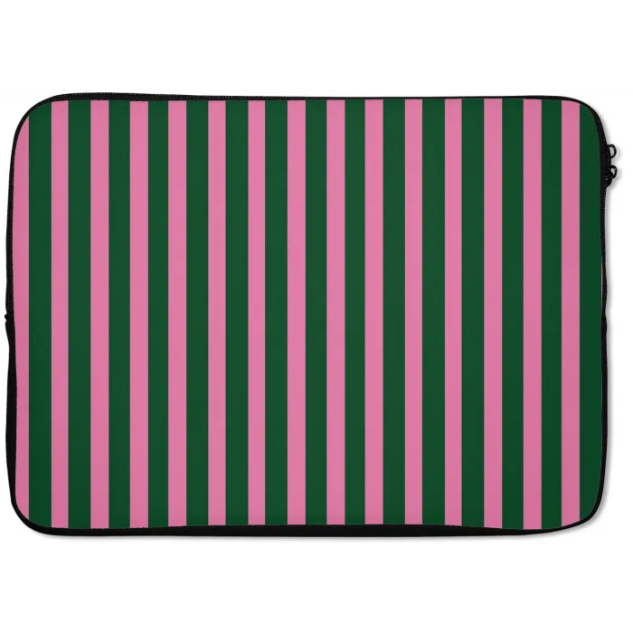 Verticale strepen - Groen - Roze laptophoes neopreen klein 279 -zkaufland3dotto