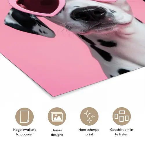 Hartjes - Hond - Valentijn - Roze poster papier klein -closeup_NL