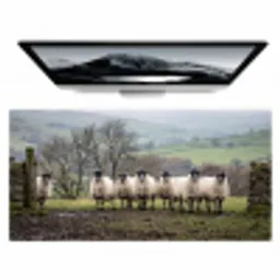 Schapen - Rij - Weide - Dieren - Platteland Muismat XXL klein -zzz3d