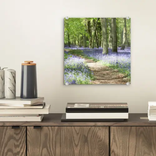 Bos - Pad - Bloemen - Paars - Groen - Natuur plexiglas 5mm klein -sfeer1