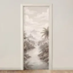 Jungle - Watervallen - Tropisch - Illustratie deurposter klein -3d_beige