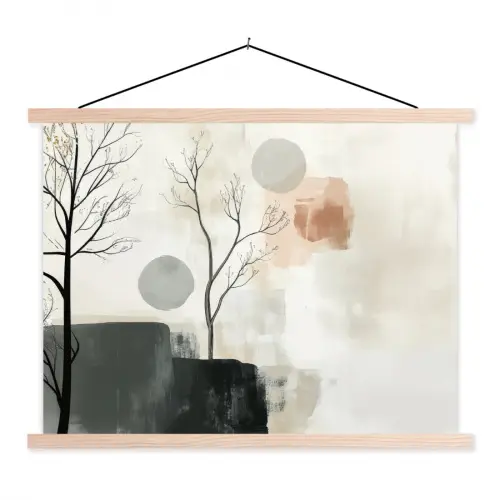 Wabi sabi - Beige - Plant textielposter latten blank klein -3d