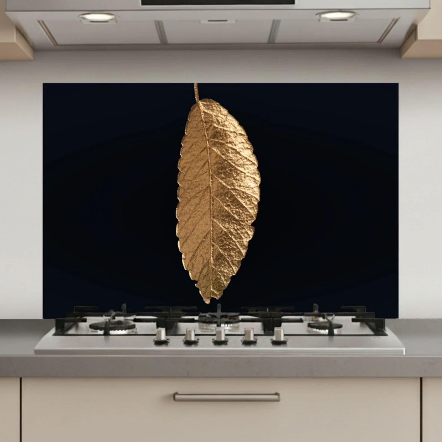 Bladeren - Zwart - Goud - Luxe - Natuur keuken achterwand spatscherm klein -3d_website