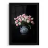 Bloemen - Roze - Tulpen - Vaas fotolijst zwart zonder passe partout klein -3d