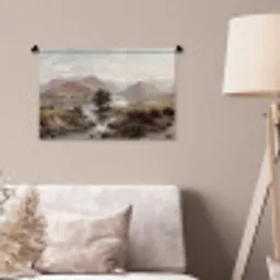 Berglandschap - Meer - Bergen - Vallei - Klassiek Wandkleed katoen klein -sfeer4