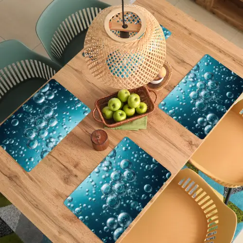 Luchtbellen - Dynamisch - Blauw Placemat vinyl groot -zzsfeer5_Kitchenyeah-website