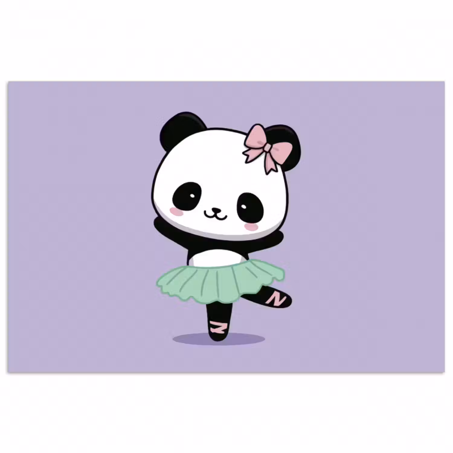 Poster - Panda - Lila - Verschnörkelt - Kawaii