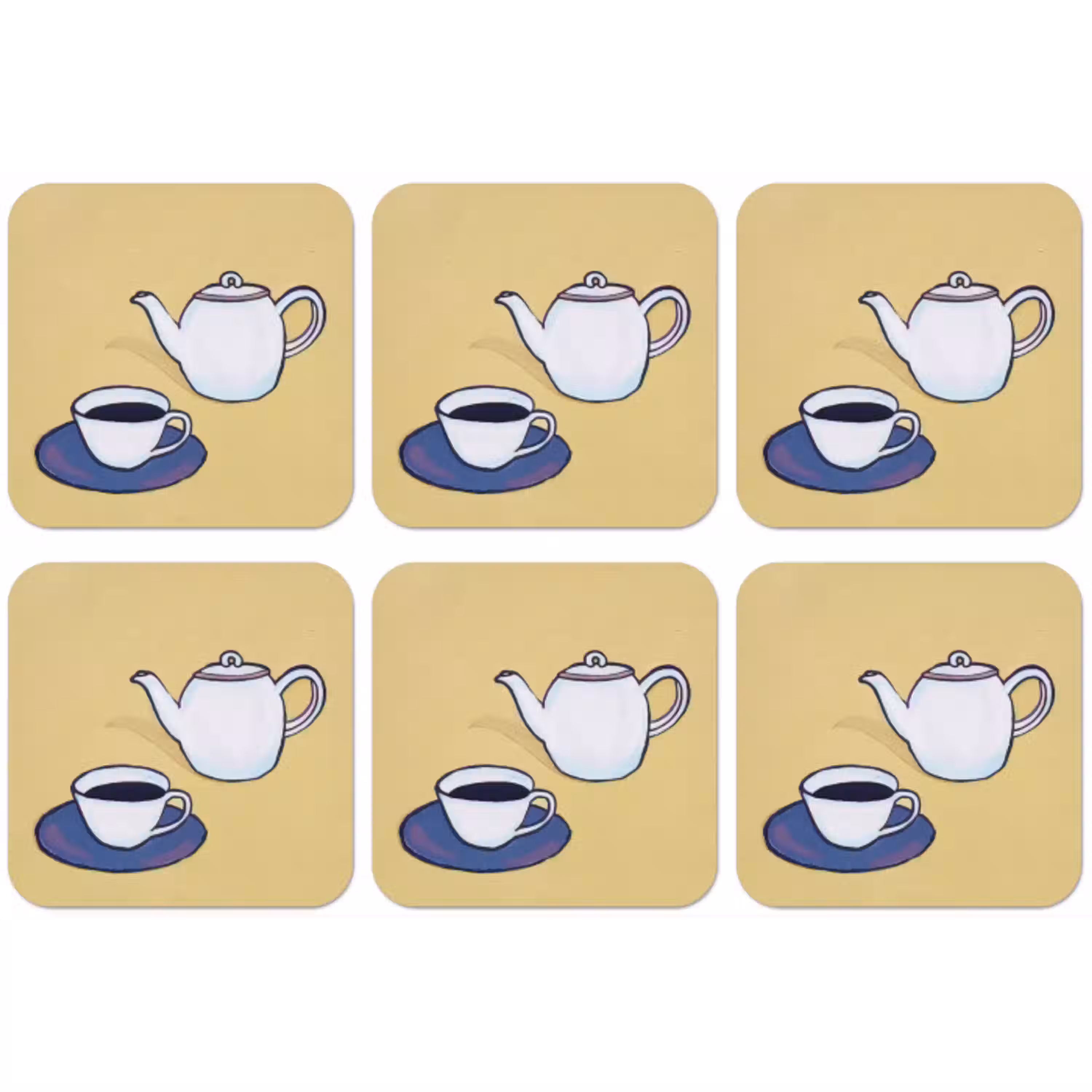 Theepot - Kopje - Beige - Illustratie onderzetter kurk middel -zkaufland3dotto