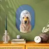 Hond - Badeend - Geel Wandcirkel Ovaal Forex klein -sfeer2