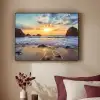 Strand - Zonsondergang - Natuur - Zee - Landschap Textielframe zwart klein -sfeer1