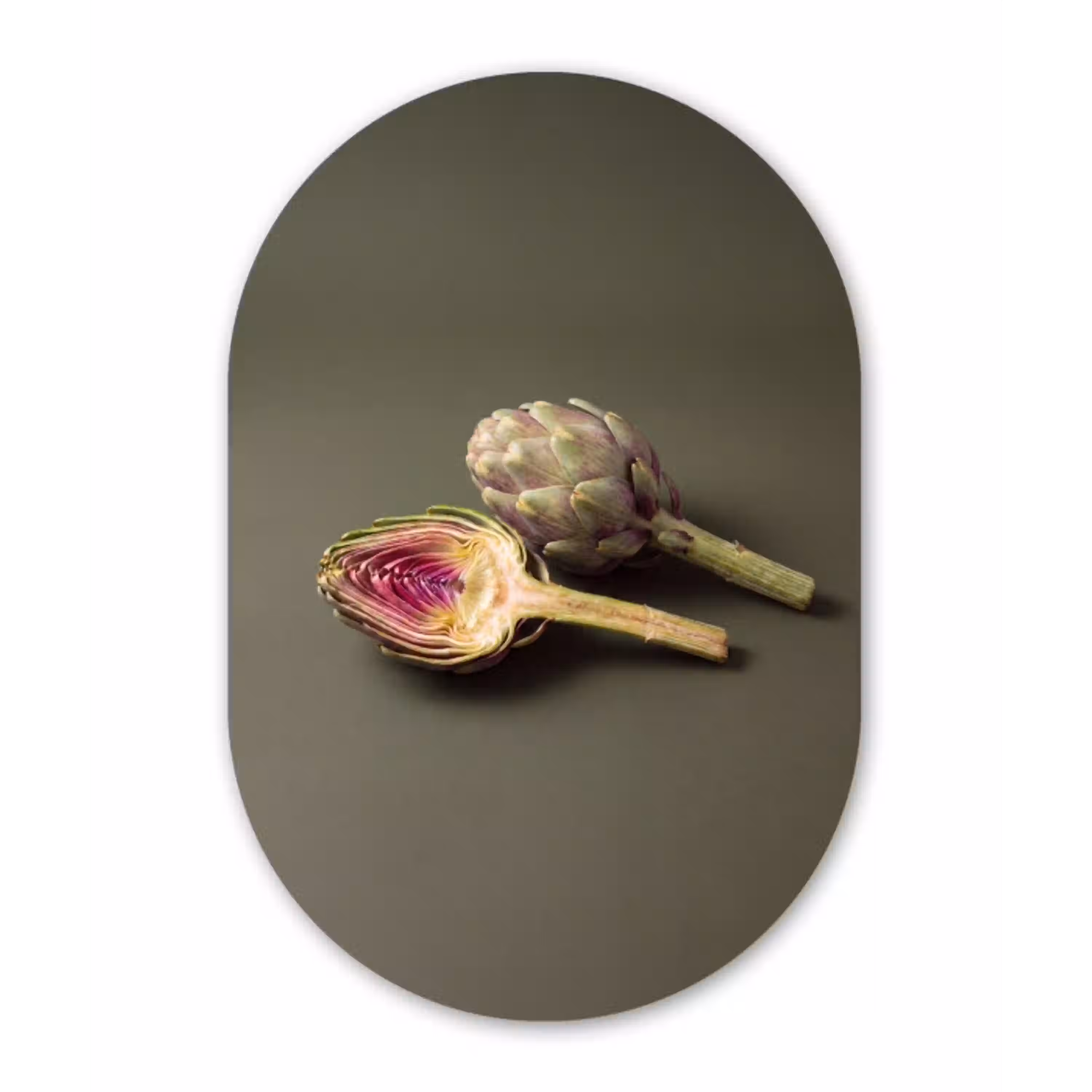 Artisjok - Paars - Voedsel Wandcirkel Ovaal Glas middel -3d
