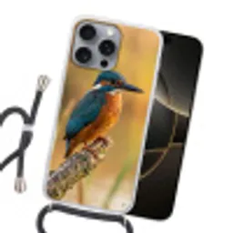 IJsvogel - Tak - Water - Kleurrijk - Levendig Hoesje iPhone 16 Pro Max met koord klein -sfeer1