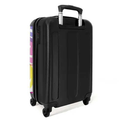 Gekleurde smiley's op een witte achtergrond NBS - Handbagage koffer - Kinderen Unisex middel -achterkant