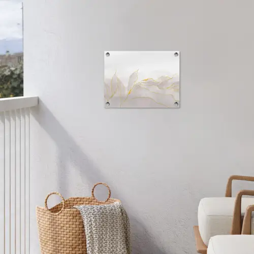 Marmerlook - Grijs - Goud - Chic - Marmer tuinposter los doek klein -sfeer8
