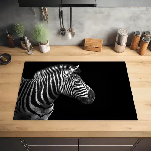 Zebra - Zwart - Wit - Portret - Dieren Inductie beschermer vinyl 3mm klein -sfeer5