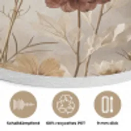 Wilde bloemen - Botanisch - Vintage - Natuur - Rustiek Akoestische PET Vilt - Rond klein -closeup_DE