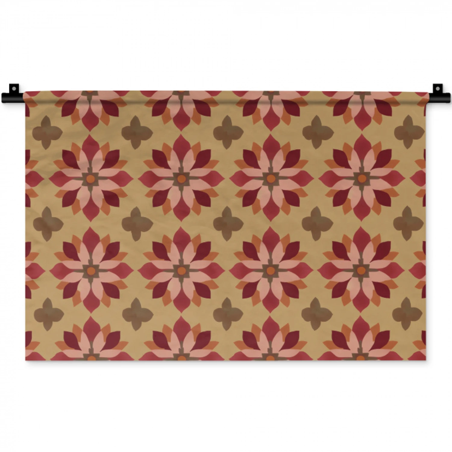 Bloemen - Retro - Groen Wandkleed katoen klein 269 -zz3d