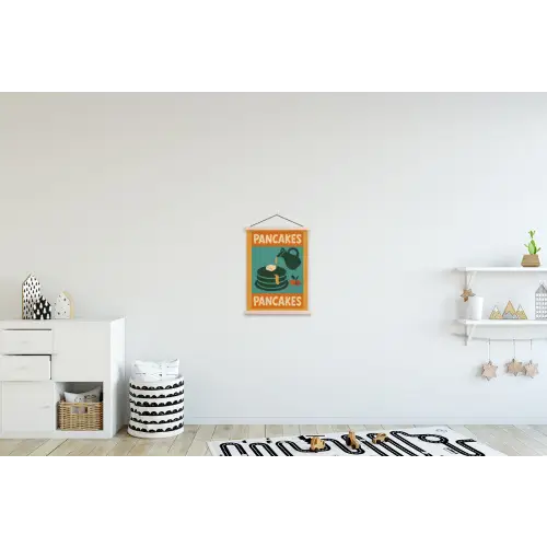 Pannenkoeken - Siroop - Illustratie - Oranje textielposter latten blank klein -kinderkamer
