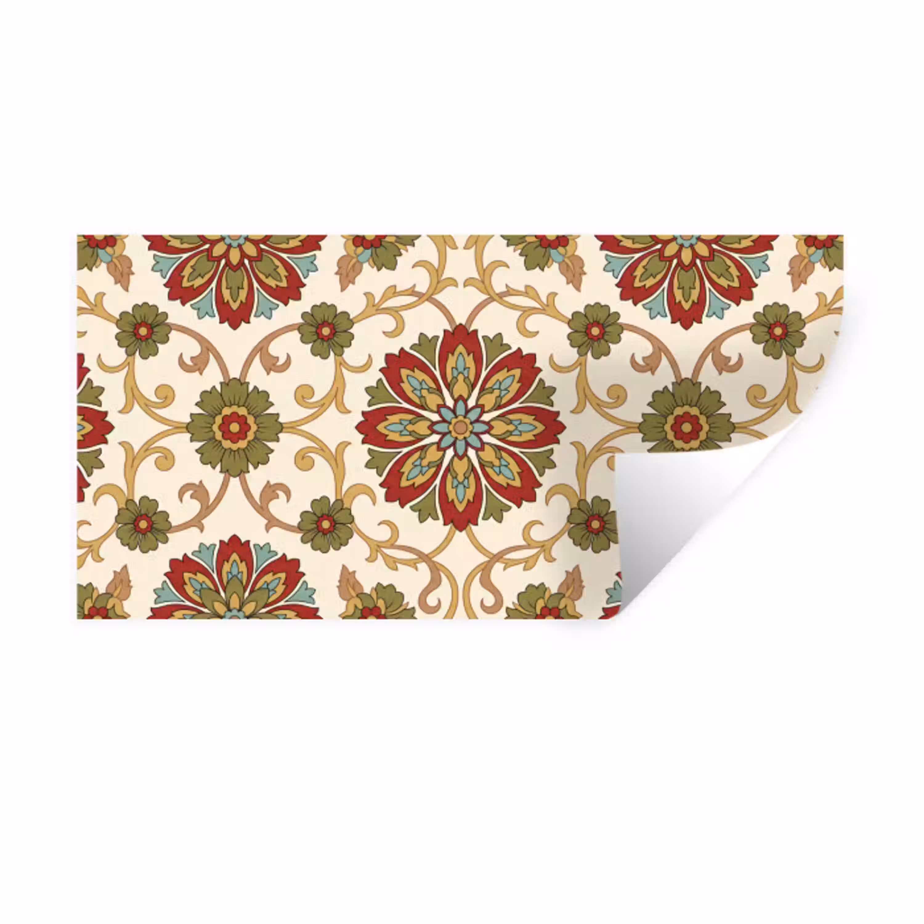 Patroon - Bloemen - Ornament - Klassiek - Kleurrijk Muursticker klein -3d
