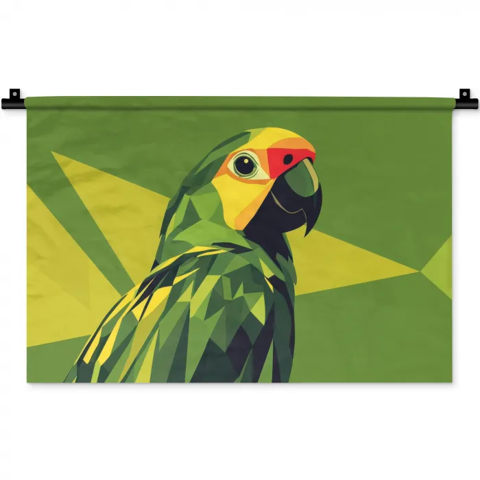 Papegaai - Groen - Snavel - Abstract Wandkleed katoen klein -zz3d