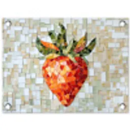 Aardbei - Rood - Mozaïek - Fruit tuinposter los doek klein -3d