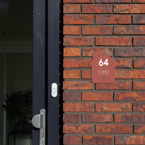 Terracotta - Modern Naambord Huisje klein -sfeer2