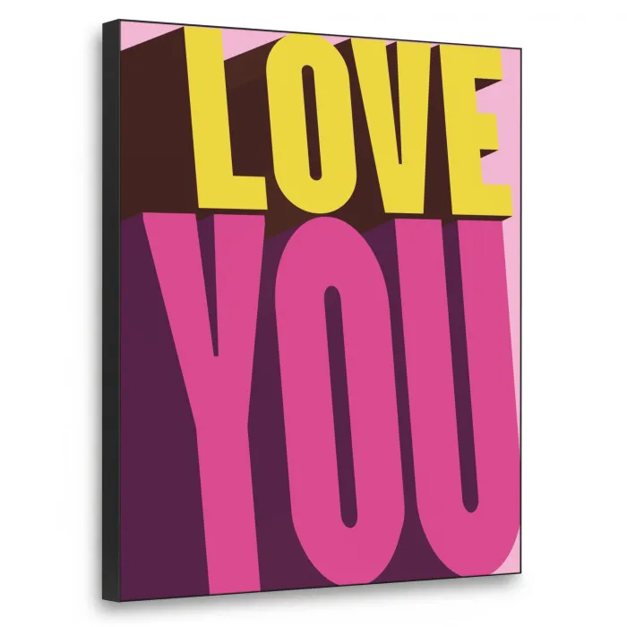 Love - Tekst - Roze - Valentijn Textielframe zwart klein -3d