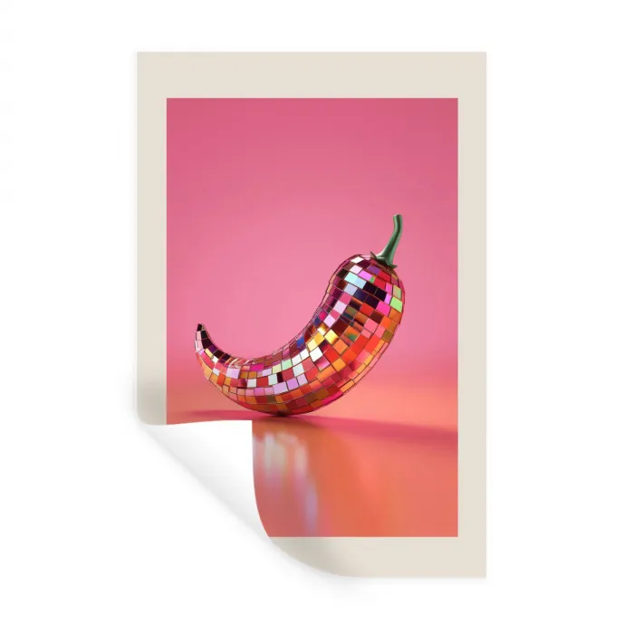 Disco - Peper - Roze Muursticker klein -3d