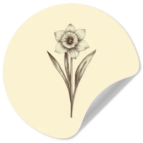 Zwart - Narcis - Illustratie Wandcirkel behangsticker klein -3d