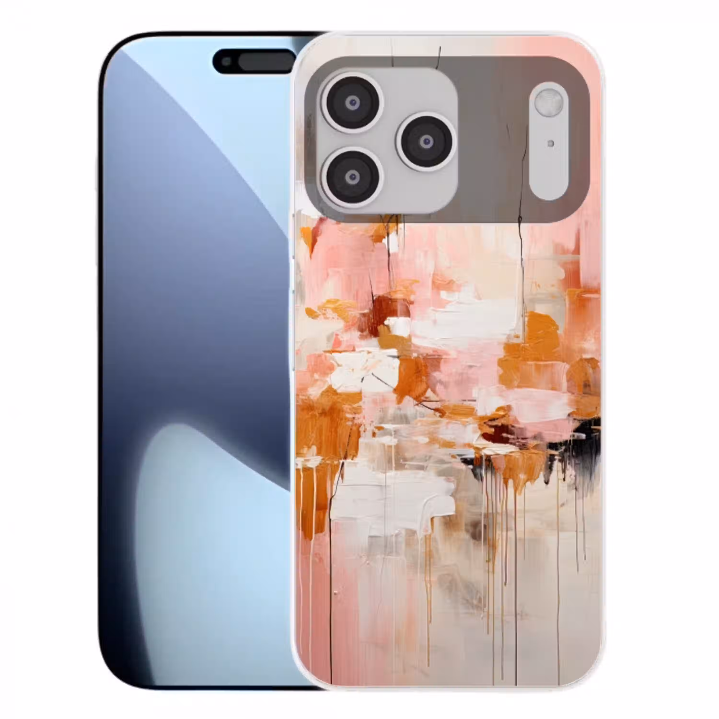 Verf - Roze - Oranje - Abstract - Kunst Telefoonhoesje iPhone 17 Pro Max klein -3d